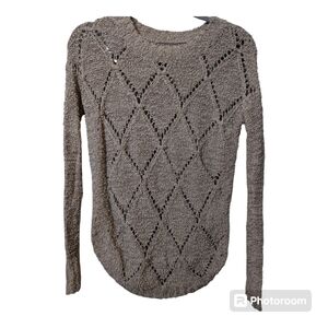Maurices Small Open Knit Diamond Sweater Brown